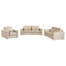 Amador 3 Piece Chenille Upholstered Track Arm Sofa Set – Camel