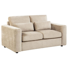 Amador 3 Piece Chenille Upholstered Track Arm Sofa Set – Camel