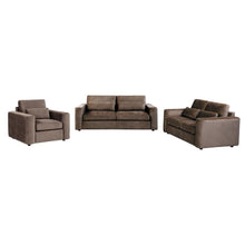 Amador 3 Piece Chenille Upholstered Track Arm Sofa Set – Chocolate