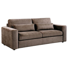 Amador 3 Piece Chenille Upholstered Track Arm Sofa Set – Chocolate