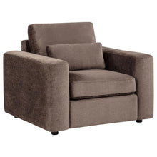 Amador 3 Piece Chenille Upholstered Track Arm Sofa Set – Chocolate