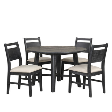 Sable Crest - 5 Piece Set (Round Dining Table & 4 Chairs) - Black