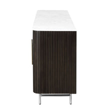 Clayten - Server With Marble Top & Fireplace - White & Espresso