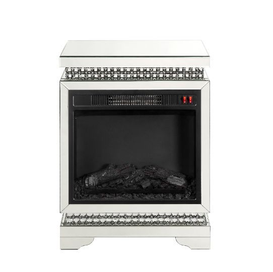 Lotus Fireplace Mirrored & Faux Ice Cube Crystals