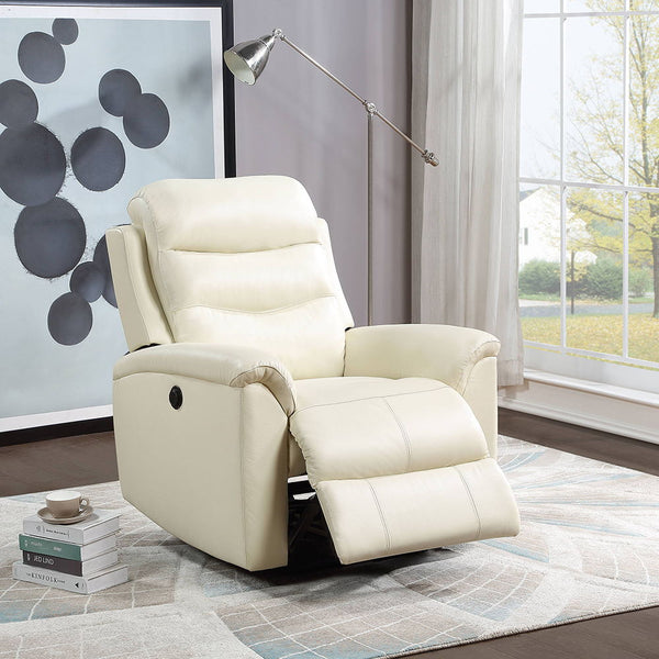 Ava Power Motion Recliner Beige Top Grain Leather Match