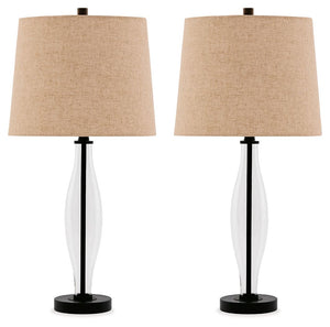 Travisburg - Clear / Black - Glass Table Lamp (Set of 2)