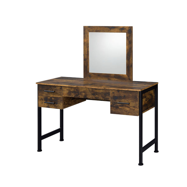 Juvanth Vanity Desk & Mirror Rustic Oak & Black