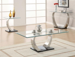 Pruitt - Rectangular Glass Top Metal Side End Table - Satin