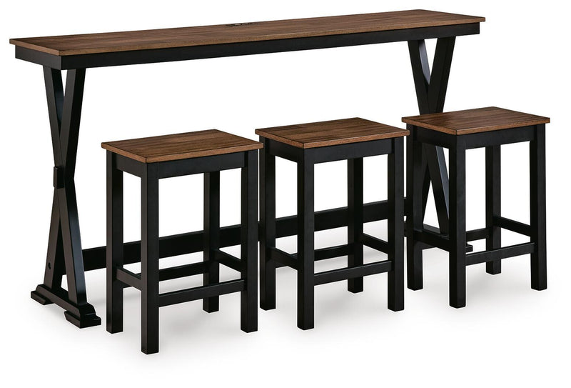Wildenauer - Rectangular Dining Room Counter Table Set (Set of 4) - Brown / Black complete set