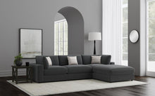 Serene 4 Piece Upholstered Modular Sectional Sofa with Ottoman – Charcoal