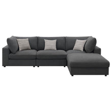 Serene 4 Piece Upholstered Modular Sectional Sofa with Ottoman – Charcoal