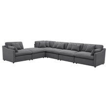 Hobson 6 Piece Upholstered Modular Sectional Sofa – Charcoal