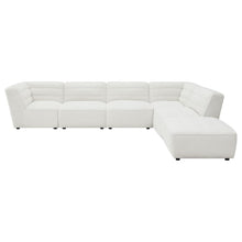 Sunny 6 Piece Upholstered Modular Sectional Sofa – Ivory Sherpa