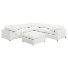 Raleigh 6 Piece Boucle Upholstered Modular Sectional with Ottoman 133.5" x 133.5" – Ivory