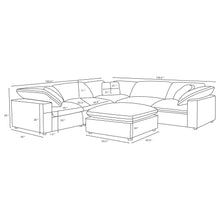 Raleigh 6 Piece Boucle Upholstered Modular Sectional with Ottoman 133.5" x 133.5" – Ivory