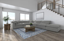 Raleigh 6 Piece Boucle Upholstered Modular Sectional with Ottoman 175.5" x 133.5" – Grey