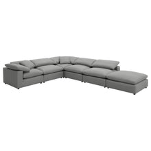 Raleigh 6 Piece Boucle Upholstered Modular Sectional with Ottoman 175.5" x 133.5" – Grey