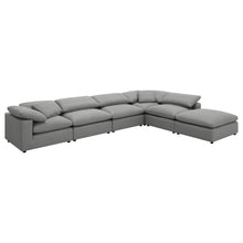 Raleigh 6 Piece Boucle Upholstered Modular Sectional with Ottoman 175.5" x 133.5" – Grey