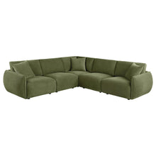 Elysia 5 Piece Fabric Upholstered Modular Sectional Sofa – Green