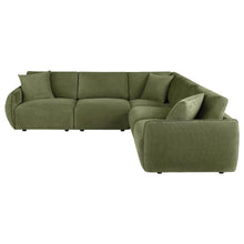 Elysia 5 Piece Fabric Upholstered Modular Sectional Sofa – Green