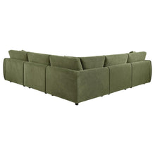 Elysia 5 Piece Fabric Upholstered Modular Sectional Sofa – Green
