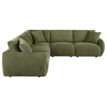 Elysia 5 Piece Fabric Upholstered Modular Sectional Sofa – Green