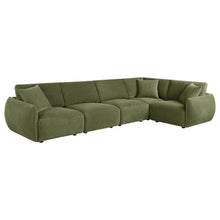 Elysia 5 Piece Fabric Upholstered Modular Sectional Sofa – Green