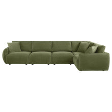 Elysia 5 Piece Fabric Upholstered Modular Sectional Sofa – Green