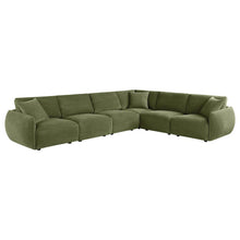 Elysia 6 Piece Fabric Upholstered Modular Sectional Sofa – Green