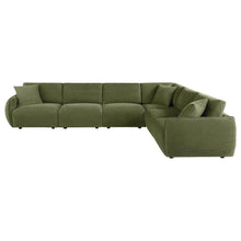 Elysia 6 Piece Fabric Upholstered Modular Sectional Sofa – Green