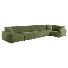 Elysia 6 Piece Fabric Upholstered Modular Sectional Sofa – Green