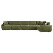 Elysia 6 Piece Fabric Upholstered Modular Sectional Sofa – Green