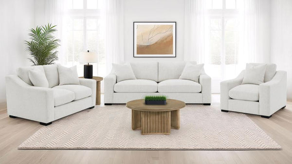 Ashlyn 3 Piece Upholstered Sloped Arm Sofa Set – Sand