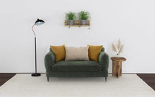 Jade - Chenille Upholstered Modern Track Arm Loveseat - Green