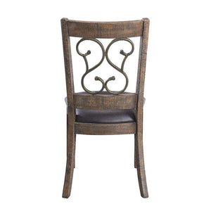 Raphaela - Side Chair (Set of 2) - Black PU & Weathered Cherry Finish