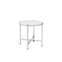 Brecon - End Table - White Oak & Chrome