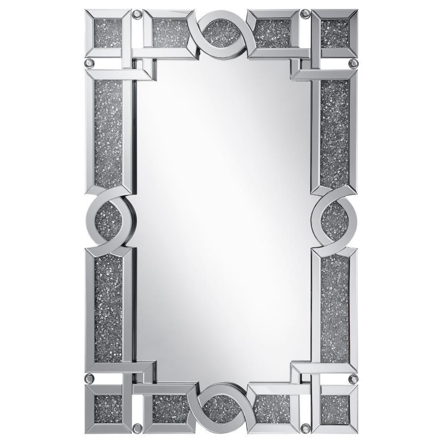 Jackie - Acrylic Crystal Frame Wall Mirror - Silver