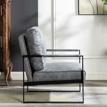 Classic Mid Century Modern Accent Chair With Durable Square Metal Frame, Armchair