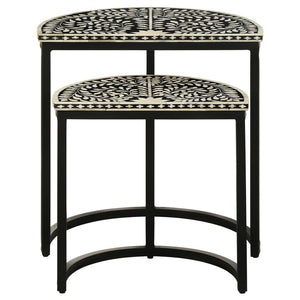 Zakiya - 2 Piece Demilune Nesting Table Set - Black And White