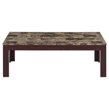 Rhodes - 3 Piece Faux Marble Top Coffee Table Set - Brown