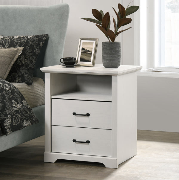 Elara 22"W White 2-Drawer Nightstand Bedside Table
