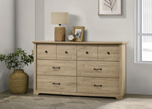 Elara 57"W Light Oak Finish 6-Drawer Dresser