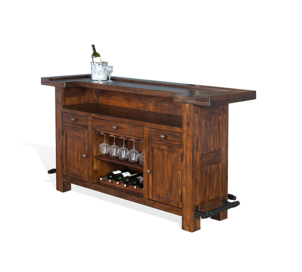 Tuscany Farmhouse Wood Home Bar Vintage Mocha