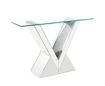 Noralie - Console Table - Clear Glass, Mirrored & Faux Diamonds