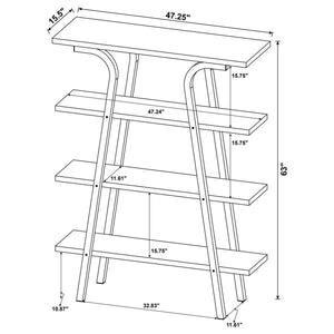 Tatum - 4-Tier Rectangular Bookcase - Cement And Gunmetal