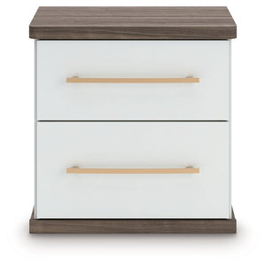 Kendanport - Two Drawer Night Stand - Brown / White