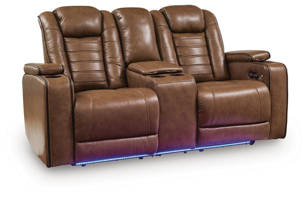Gruaro Power Reclining Loveseat With Console / Adjustable Headrest Amber
