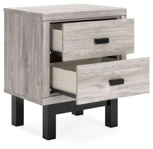 Vessalli - Black / Gray - Two Drawer Nightstand