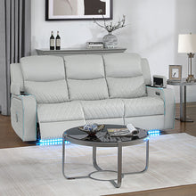 Elonzo - Power Motion Sofa With LED, Power Headrest & Speaker - Light Gray