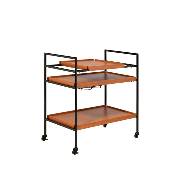 Oaken Serving Cart Honey Oak & Black